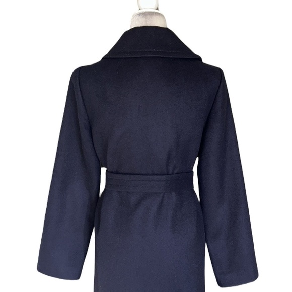 J. Crew Vintage Navy Blue Wool Cashmere Belted Longline Pea Coat Jacket - S - Picture 6 of 11